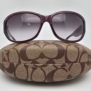 Coach Devyn S825 518 Plum Horn Frame Purple Gradient Lens Sunglasses w Case 61mm